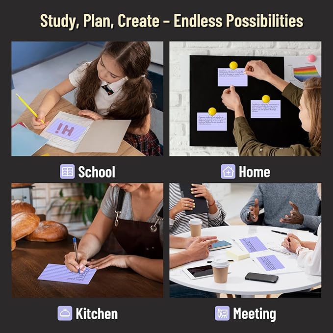 Colored Index Cards 3x5, 200 Pcs Ruled Index Cards, Flash Cards College Ruled for School, College, Office and Home Organization, Durable Study To Do List Note Cards with Ruled Lines