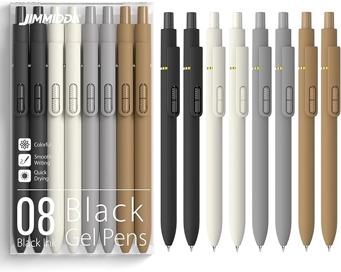 8 Pack Gel Pens 0.7mm Smooth Quick-Dry Fidget Retractable for Journaling - Classic