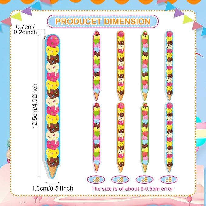 Junkin 32 Pcs Writing Tools Spacers for Writing Handwriting Spacer Tool Classroom Management Tools for Students to Learn Proper Word Spacing (Ice Cream)