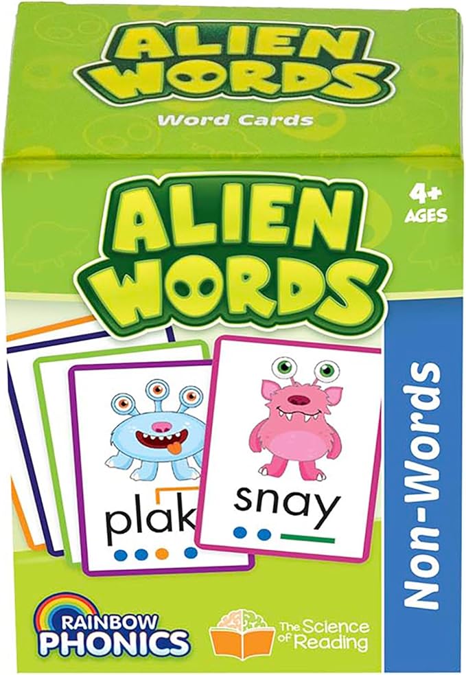 Junior Learning: Rainbow Phonics - Alien Words - 148 Word Cards, Flash Cards with Made Up Words to Help Learn Phonics, Level Based Cards, Kids Ages 4+