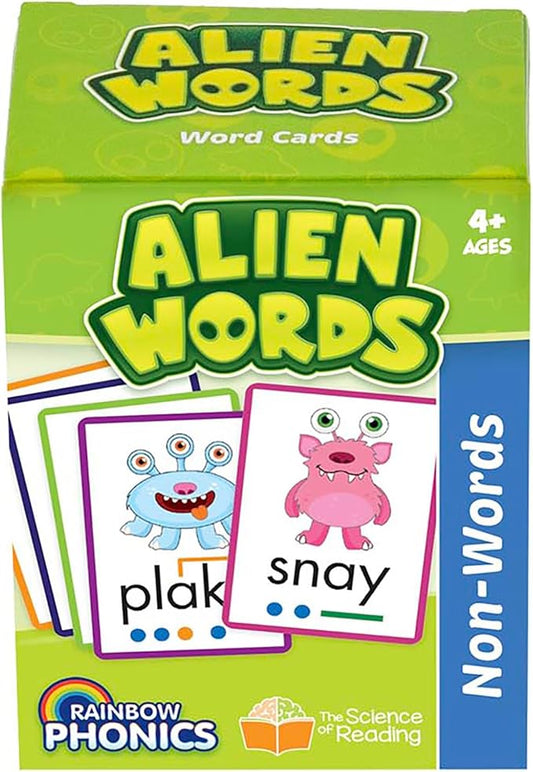 Junior Learning: Rainbow Phonics - Alien Words - 148 Word Cards, Flash Cards with Made Up Words to Help Learn Phonics, Level Based Cards, Kids Ages 4+