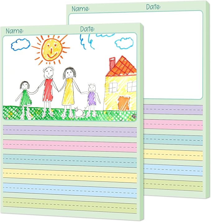 gisgfim 2 Pack Write Beginner Paper 200 Sheets Kindergarten Writing Paper for Kids Story Bulk Primary Notebook Back to School with Picture Space and Lines 8.5" x 11" for Handwriting Practice Creating