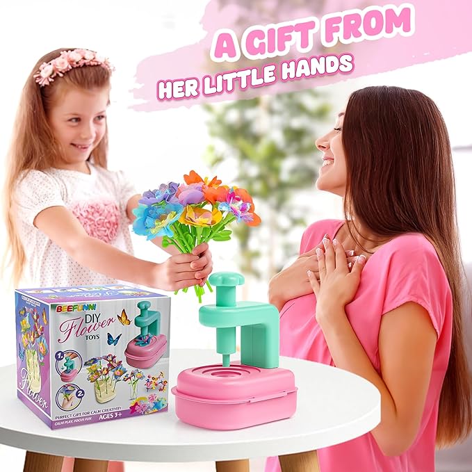 beefunni Flower Bouquet Craft Kits with Flower Maker,DIY Flower Making Kit for Kids,Flower Crafts for Kids Ages 4-8,Girls Arts and Crafts Age 6-8,Flower Toys for 4 5 6 7 8+Year Old Girl Birthday Gifts