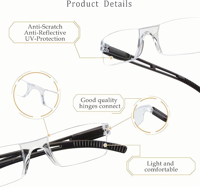 LifeArt 2/4 Pairs Reading Glasses, Blue Light Blocking Glasses, Computer Glasses for Men and Women, Rectangle Eyewear Frame