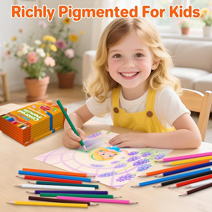 AuroTops 100 Packs Colored Pencils Bulk,1200 Count Pre-Sharpened Colored Pencils in Bulk,Vibrant Colors,12 Color Pencils Set for Classroom Prizes,Back to School Supplies