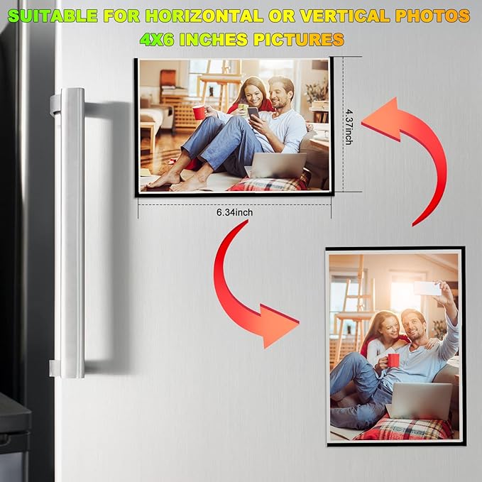 CHUNNIAO Black Magnetic Picture Frame 4X6 for Refrigerator-30 Pack,Black Photo Magnets Sleeves