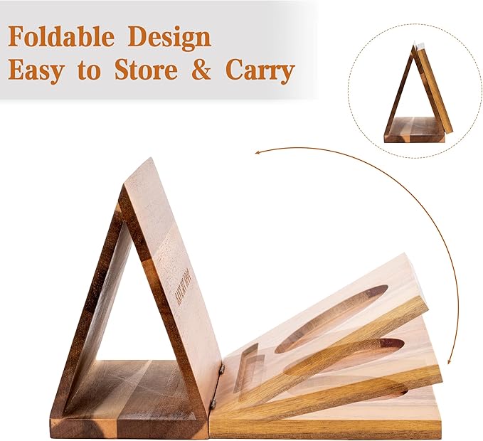 Book Nook Reading Valet with Cup Holder, Wooden Book Stand Coffee Holder for Page Rest, Triangle Rest Stand Valet for Nightstand Desktop Bedside, Christmas Birthday Gifts for Readers (Modern)