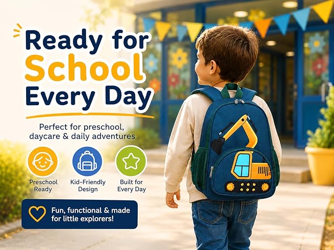 LOIDOU Toddler Backpack Boys 12 Inch Kids Preschool Kindergarten School Backpack Book Bag for Daycare Nursery Travel