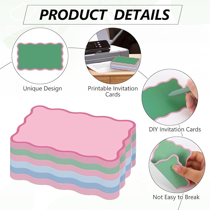Whaline 120 Pack Scalloped Index Cards 3 x 5 Inch Colored Cardstock Flashcard Color-Blocking Blank Index Cards for Note-taking Studying Organizing School Office Supplies