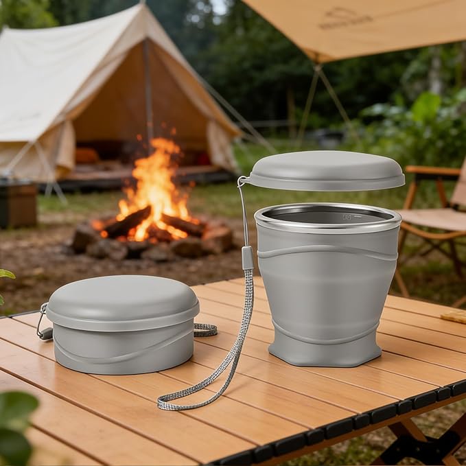 Foldable Cup,Food Grade Silicone Portable Drinking Cups - Hot Coffee Mug | for Camping Backpacking Outdoors Travel Women Men Kids Family