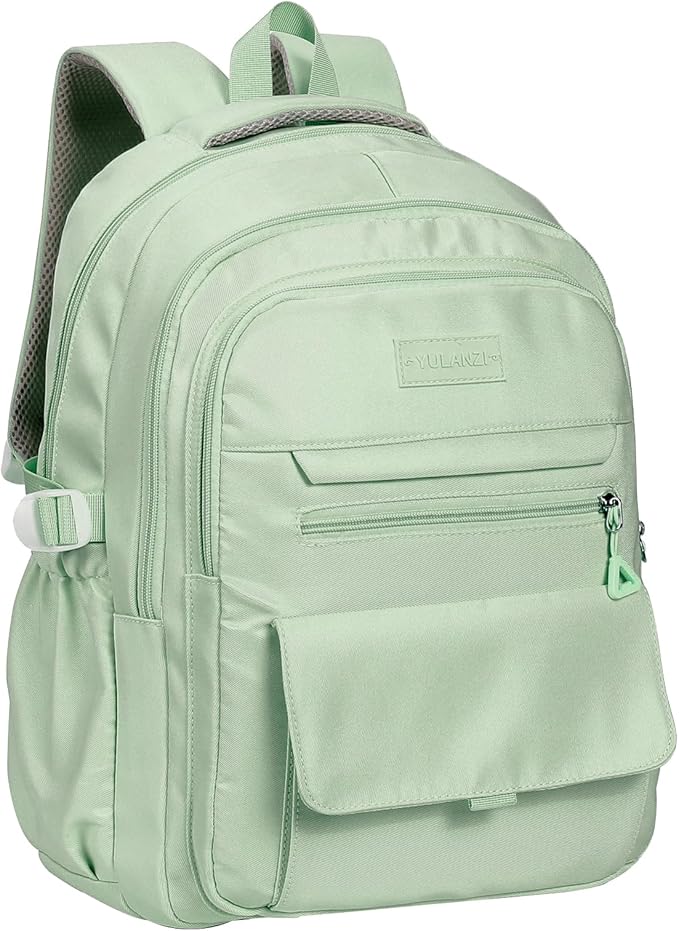 Phaoullzon Boys School Backpack for Girls, College Aesthetic Laptop Bookbag for Travel,Green