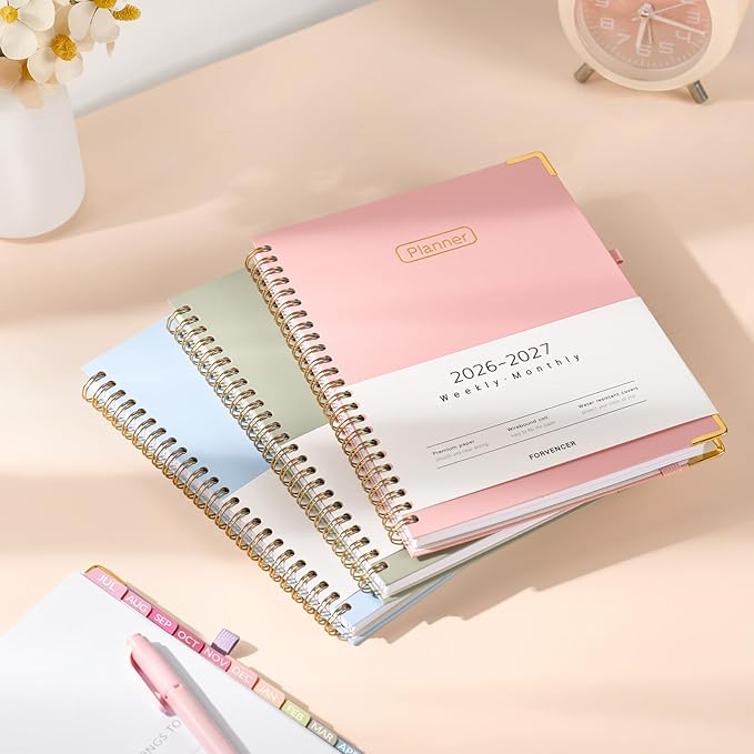 Forvencer Academic Planner 2026-2027, Hardcover Calendar Planner Weekly & Monthly, July 2026 - June 2027, 6" x 8", Daily Agenda with Tabs, College School Organizer for Student Teacher, Teal Marble
