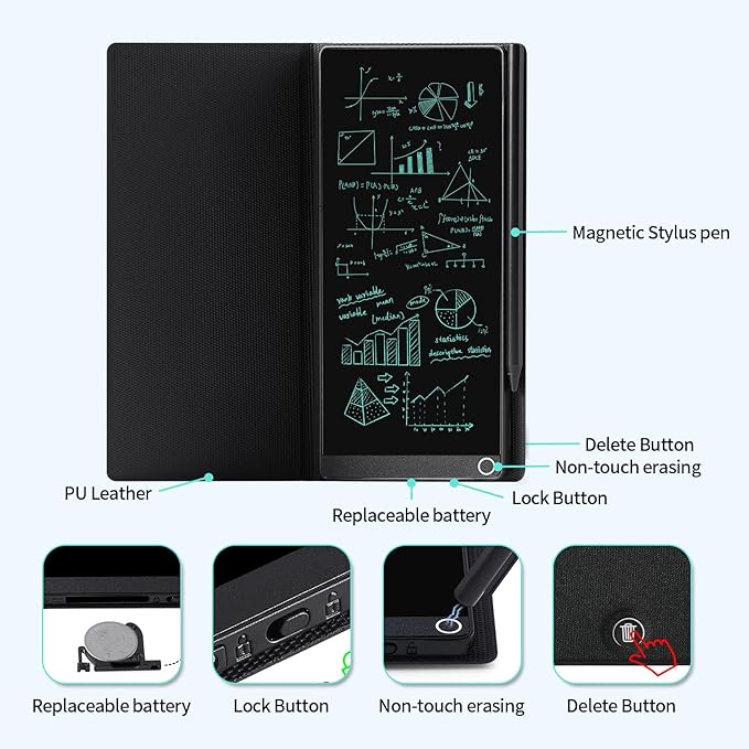 6.5inch Digital Notepad Portable Mini LCD Writing Tablet Electronic Notebook with Protective Cover Reusable Drawing Board