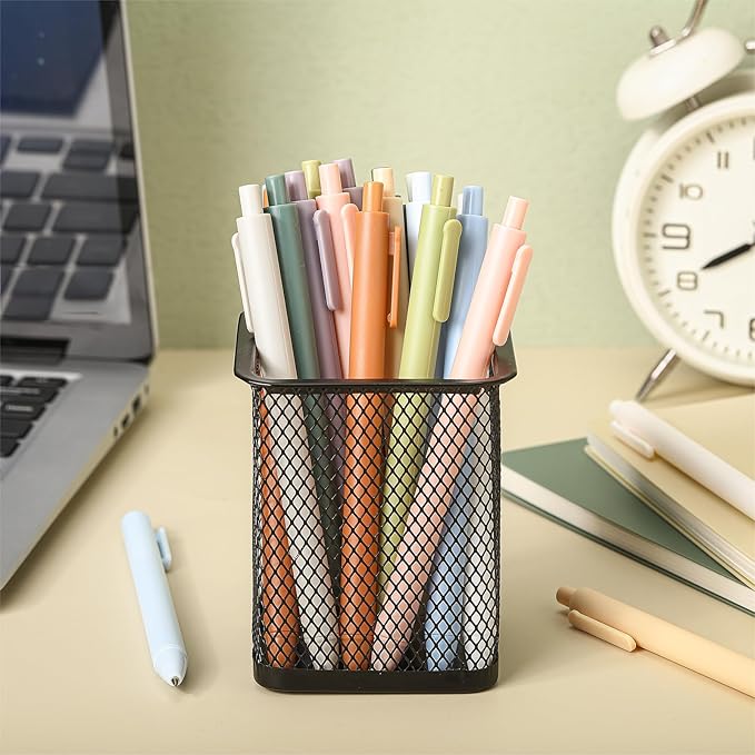 Kisston 30 Pcs Bible Aesthetic Quick Dry Ink Pens Retractable Ballpoint Fine Point Pens Smooth Writing Black Ink 0.5 mm Gel for School Office Home, 10 Colors(Morandi Colors)