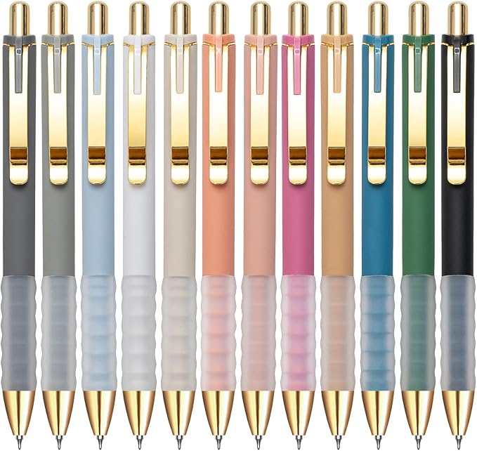 Linbsunne Gel Pens Black Ink Pen 0.5mm Fine Point, 12-count | Smooth Writing, Retractable Pens with Soft Grip, Office School Supplies for Nurses Teachers, Quick Dry