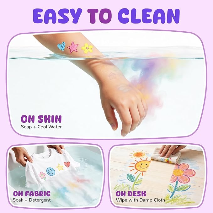 Betem Scented Washable Markers for Kids 12 Colors Stamp Markers for Toddlers, Non Toxic Water-based Dual Tip Marker Set for Kids, Coloring Markers for Classroom Art Supplies with Portable Bag