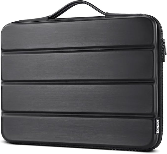 DOMISO 15.6 inch Laptop Sleeve Shoulder Bag Shockproof Computer Bag Waterproof EVA Protective Carrying Case for 16" MacBook Pro/Max M2 M1 2019-2023,15"-16" Asus HP Dell Laptop,Dell XPS 15,Black