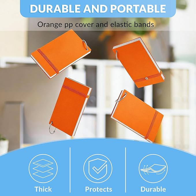 NEEWAY Ruled Index Cards with Ring 3x5 Inches, 200 Count Note Cards Lined, Flash Cards with Rings for Studying, Home and Office (Orange)