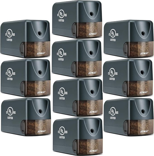 AFMAT 10 Pack Electric Pencil Sharpener, Heavy Duty Pencil Sharpener for Classroom, 6.5-8mm No.2/Colored Pencils, UL Listed, 10,000+ Sharpenings for Home, Office, School, PS66