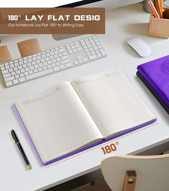 Lined Journal Notebook for Women Men,256 Thick Pages,A5 Hardcover Vintage Leather Journal for Writing,Travel,Business,Work, School,College Ruled Notebooks for Note Taking,Daily Diary 5.7"×8.3"