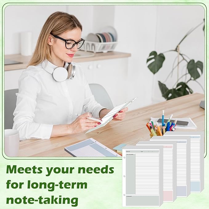 100 Sheet Half Letter Cornell Notes Loose Leaf Paper for 3 Ring Mini Binder 5.5" x 8.5" Lined Paper 9/32" Spacing Cornell Notebook Refills Taking System Filler Paper Bulk for School Office 80gsm