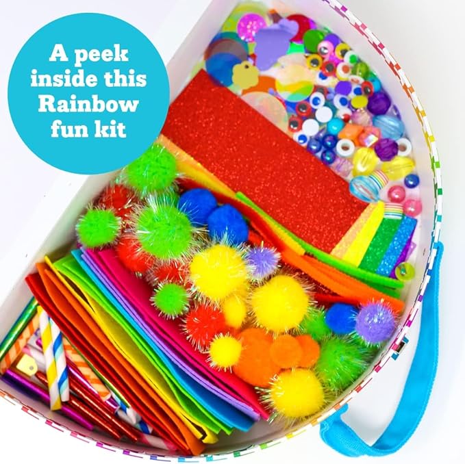 Kid Made Modern Rainbow Craft Kit - Bulk Arts & Crafts Supplies and Materials for Kids - 300+ Pieces DIY Art Box Case for Creative Projects (Ages 6+)