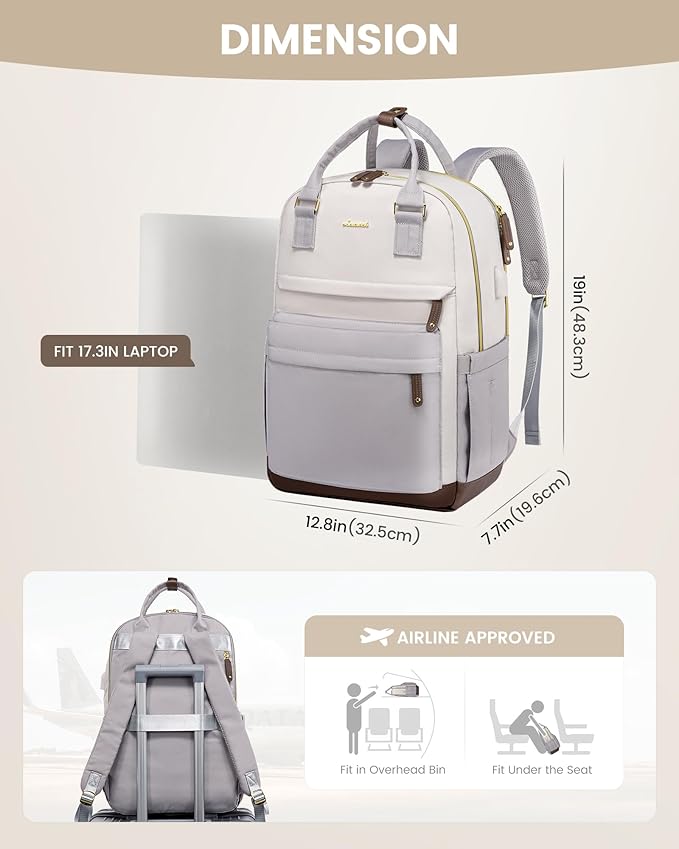 LOVEVOOK Travel Laptop Backpack Women, 17.3 Inch Anti-theft Laptop Bag with USB Port, Fashion Waterproof Computer Backpacks Teacher Nurse Backpack Purse for College School Work