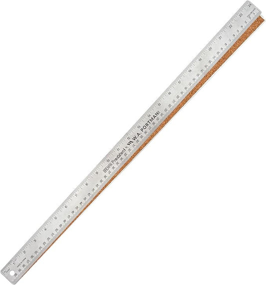 Breman Precision Metal Ruler 24 Inch Cork Back – Stainless Steel Straight Edge, Flexible Non-Slip 24 Inch Metal Ruler with Cork Backing – Imperial & Metric for Crafting, School, Workshop & Home Use