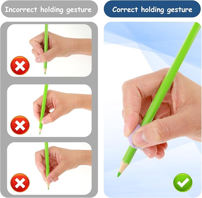 Ymapinc 7PCS Ergonomic Pencil Grippers, Soft Pen Grips for Comfort and Hand Fatigue Relief, Universal Fit for Pencils and Pens