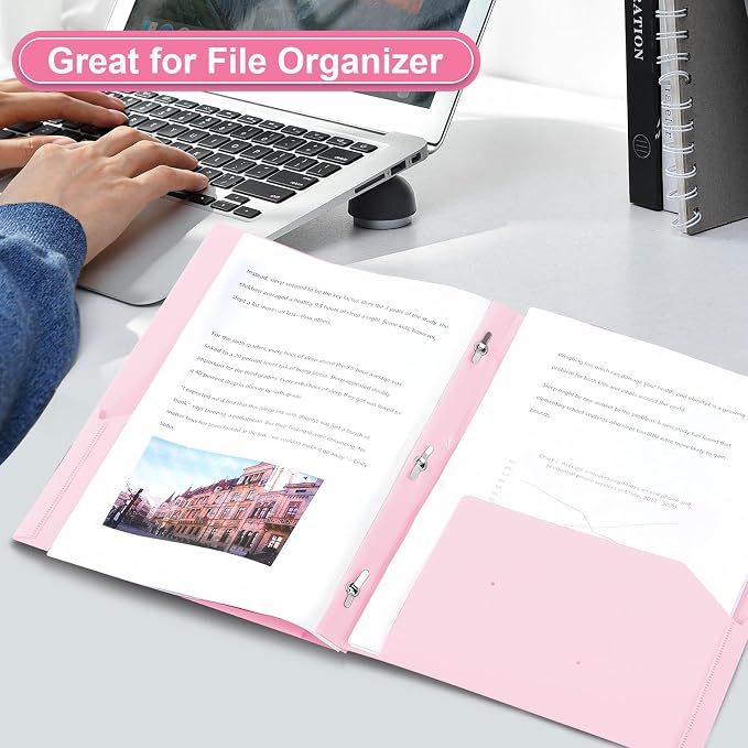 SUIN Plastic Project-Folder with 2 Pockets and 3-Prong Fasteners, for US Letter Size, Bulk Pack Color File-Folder for US Letter Size Papers, Ideal for School & Office, (Assorted Pastel Colors)