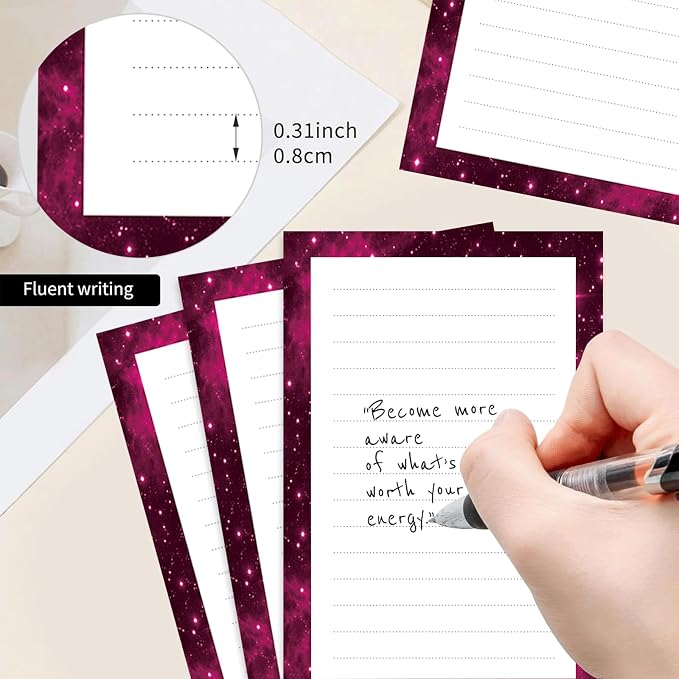2 Pack Lined Sticky Notes 4x6 in, Cute Self-Stick Notepads with Lines, Large Memo Pads Strong Adhesive for Office, Home Pink Glitter Pattern