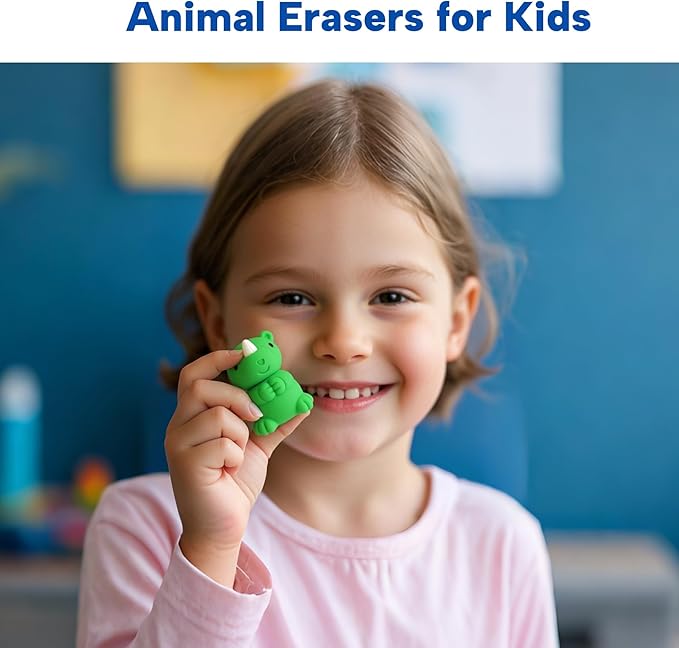 GOMIMEOR Animal Erasers for Kids, 35 Pcs Animal Pencil Erasers Bulk, Puzzle Eraser for Classroom Prizes and School Supplies, Random Assorted
