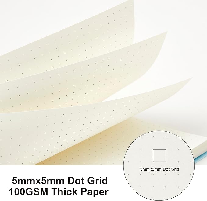 3 Pack Spiral Notebook, Large Dotted Notebook 8.5" x 11", 100GSM 5x5mm Dot Grid, 80 Sheets/160 Pages, Dotted Spiral Notebooks Journals for Writing, Sketch Book…