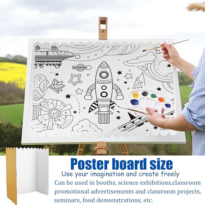 4Pcs Tri Fold Boards 25x16 Inches Display Board Corrugated Project Boards Small Display Boards Science Fair Board Poster Board for Science Fairs, School Projects and Business Project