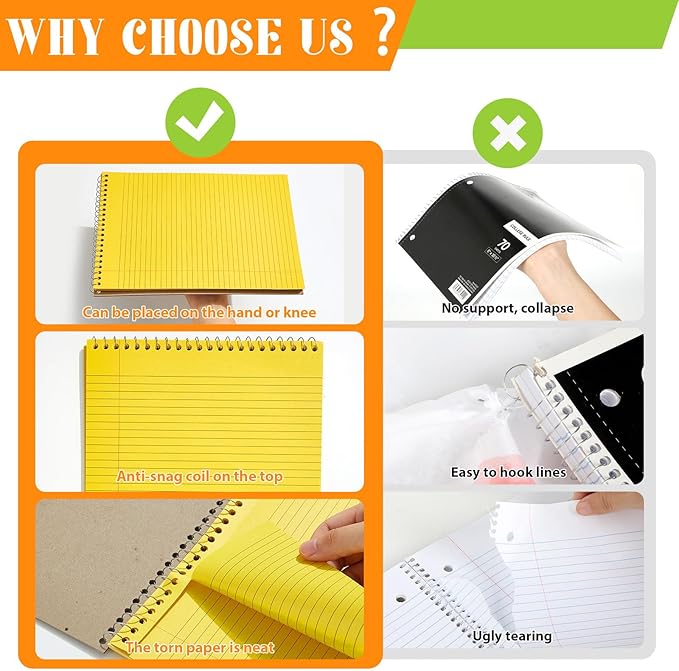 gisgfim 6 Pcs Colorful Top Bound Spiral Notebooks 8.5" x 11" College Ruled Aesthetic Legal Pad Steno Pads Colored Paper Assorted Covers Wirebound Notepad for Writing School Office Supplies