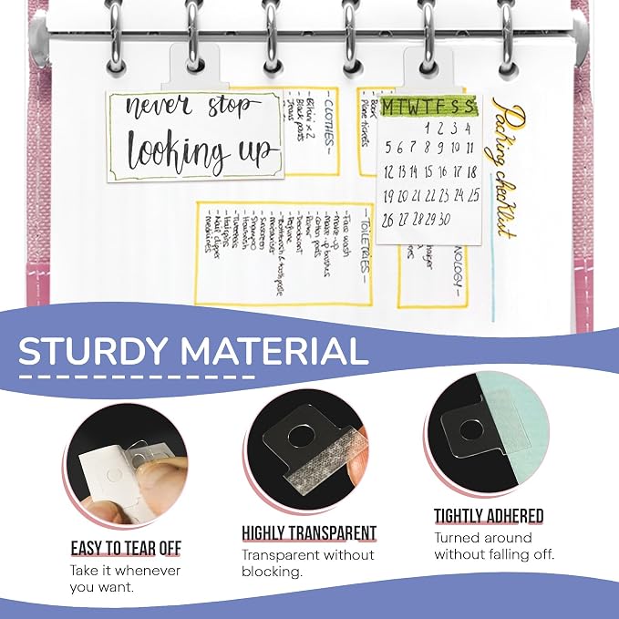 500pcs Clear Sturdy Ring Binder Sticker,Hole Reinforcement Stickers Change No Punched Page to Loose-Leaf Binder Refill Insert for DIY Scrapbooking Paper Photos Postcards Document