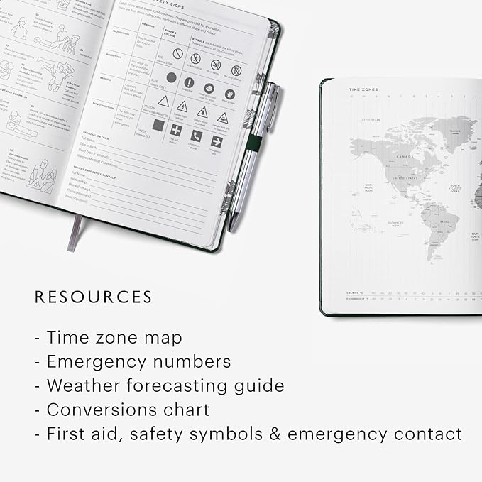 Stone Journal Explorer Notebook – A5 Waterproof Paper Field Journal, Vegan Leather Hardcover, 144 Pages Alternating Ruled & Dot Grid, Back Pocket, Weather-Resistant (Green)