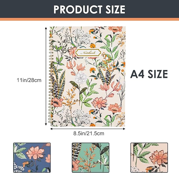LABUK 3 Pack Spiral Notebook Journal for Women College Ruled Notebook 120 Pages A4 Aesthetic Journaling Notebooks for Work School Office Home, 8.5 x 11 Inches Notebooks for Valentine Gifts
