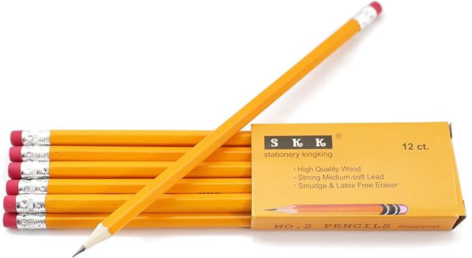 SKKSTATIONERY 144 Count Pre-sharpened #2 Pencils with Erasers – Bulk Yellow HB Lead Pencils for Classroom, Home & Back to School – No.2 Pencil Box, 144/Box