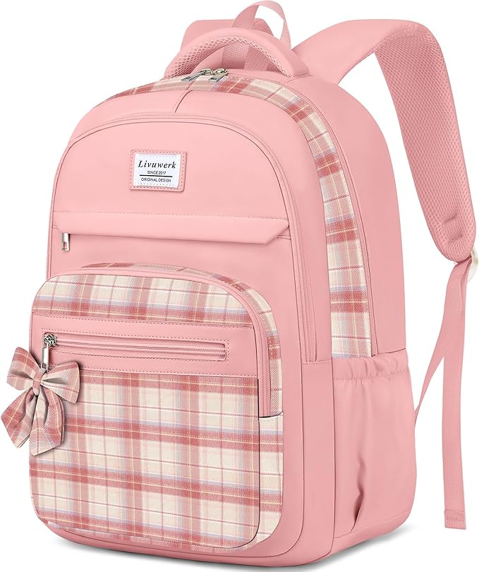 School Backpack for Teen Girls: Cute Bookbags Middle High School College Casual Back Pack 15.6 inch Laptop Backpacks Vintage Bags Women Travel Daypacks Mochilas Escolares Pink