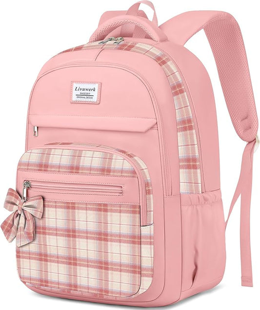 School Backpack for Teen Girls: Cute Bookbags Middle High School College Casual Back Pack 15.6 inch Laptop Backpacks Vintage Bags Women Travel Daypacks Mochilas Escolares Pink