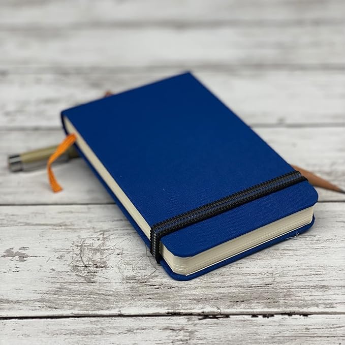 Handbook Journal Co. Sketch Book - Large Portrait 8.25 x 5.5 in Ultramarine European Linen-Bound Hard Cover, 128 Pages (64 Sheets) of 130 GSM Acid-Free Art Drawing Paper, Pocket and Elastic Closure