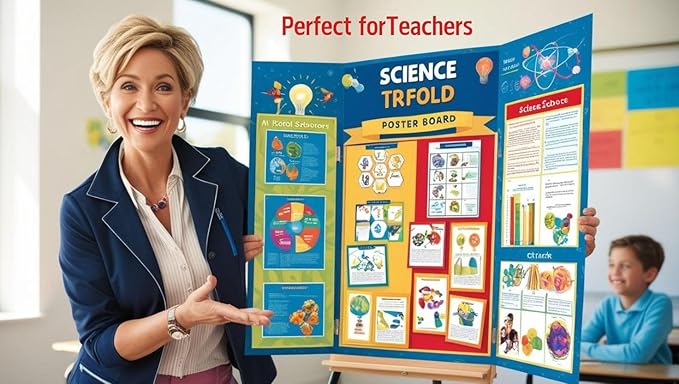 PJ Goods 24 Pcs White Tri Fold Poster Board 36" x 48 for Science Fair Presentation Displays, School Projects, Business Displays, 4H, Sports, Graduations/Senior Night, Lightweight and Foldable