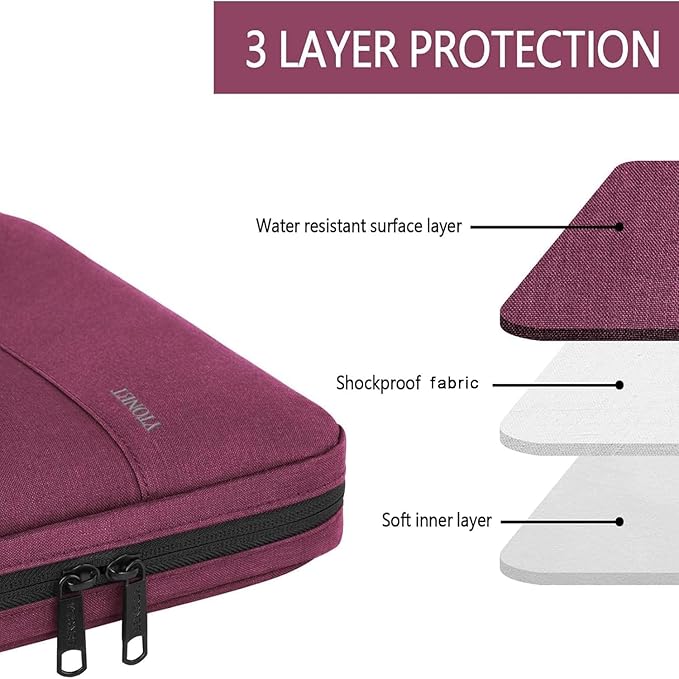 Ytonet Laptop Case 15.6 Inch, TSA Friendly Laptop Sleeve Cover with Handle for Women, Protective Slim Computer Carrying Case Compatible with HP Dell Lenovo Asus Notebooks, Purple Red | TSA Friendly