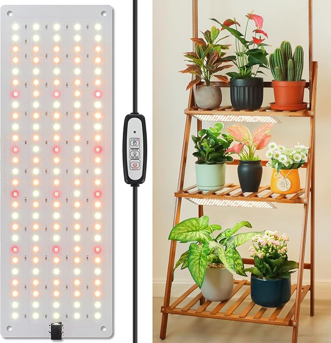 LBW LED Grow Light, Full Spectrum Grow Light with 4 Dimmable Levels and Auto On/Off Timer, 135 LEDs Plant Grow Lamp for Seedlings, Veg, Bloom and Succulents, Ideal for Indoor Plants,One Pack