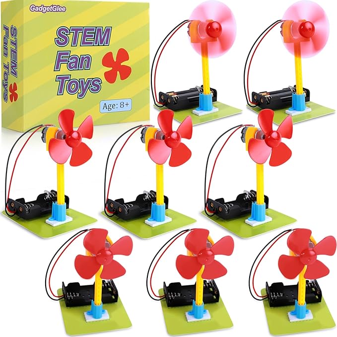 STEM Toys Science Kits, 8 Bulk Electric Circuit Kit for Kids Classroom, STEAM Activities Crafts Electrical Experiment 2nd 4th 5th Grade STEM Gifts, Build a Fan Activity Projects School Party Favors