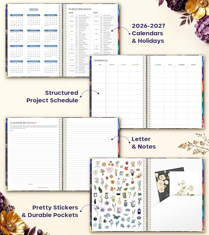 Planner 2026-2027, 8.5" x 11" Academic Planner Jul 2026 - Dec 2027, 18 Month Planner Weekly and Monthly, Hardcover Calendar Planner with Large Laminated Tabs, No Bleed Paper, Pockets for Women Teacher