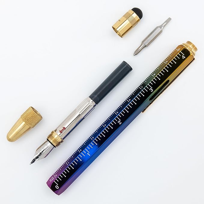 Monteverde USA Tool Pen Set – Rainbow Fountain Pen Medium Nib + Ballpoint with Standard Blue Refill – Luxury Writing Gift for Collectors, Professionals & Everyday Use