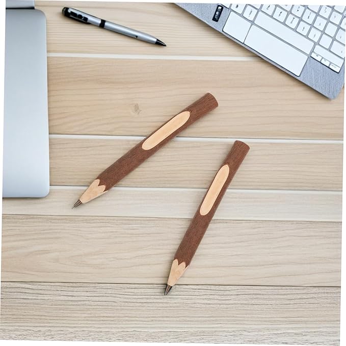 SEWACC Natural Wood Ballpoint Pens Set of 10 13cm Biodegradable Tree Bark Texture Writing Pens for Home and Office Multi-function Daily Accessories