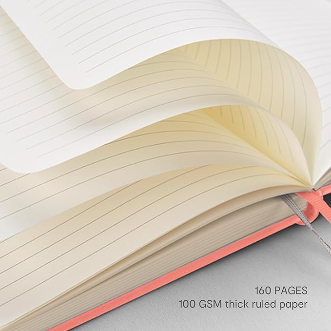&And Per Se Lined Hardcover Notebook – A5 5.7"x8" College Ruled, 160 Pages, 100gsm Thick Paper – Aesthetic Journal for Women, Gift-Ready Planner, Everyday Writing Notebook (Peach Pink)